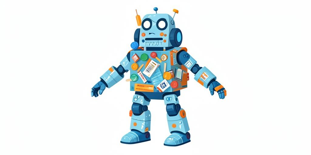 Ilustración de un robot construido con materiales reutilizados